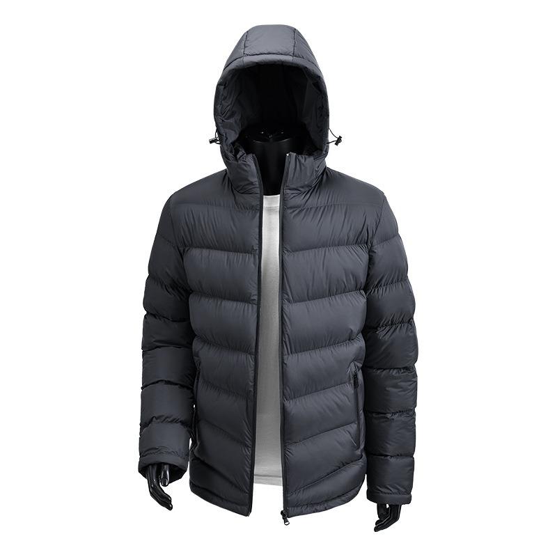 European Size Padded Coat Men's Winter New Solid Color Loose Hooded Padded Jacket Casual Padded Jacket Men's Coat