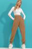 Women's Sweatpants New Season Fashion Saks High Waist Double Pocket Inside Ribbon Jogging Sweatpants