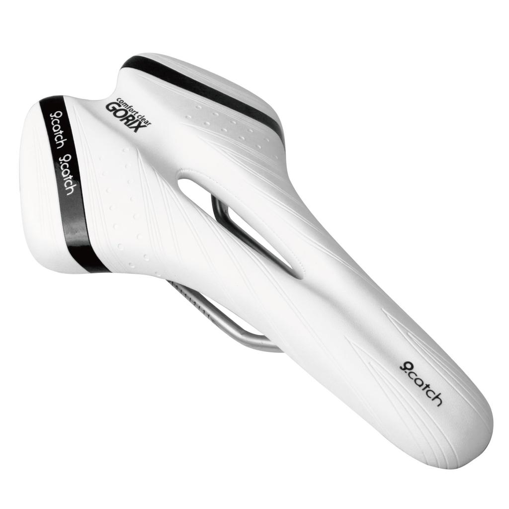 GORIX Bicycle Saddle with Memory Comfortable Bottom Seat Soft Compatible with Road Mountain and White x Black Foam, [Thick Cushion, Opening] Bikes,