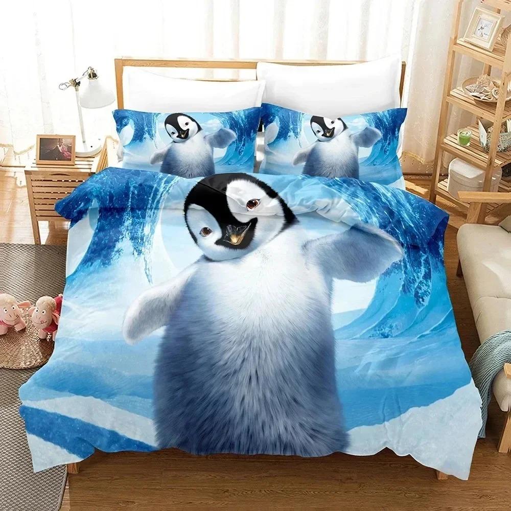 

3D Print Cartoon Penguins Madagascar Bedding Set Bedroom Soft Modern Bedspreads Comefortable Duvet Cover Quilt Cover Pillowcase EU Single(135*200cm)3pcs