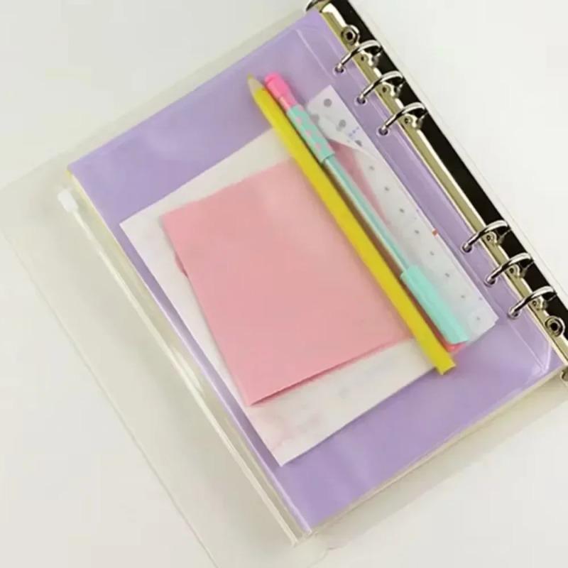 10Pcs Transparent PVC Zipper Binder Pockets Waterproof Document Filing Bags for 6 Ring Notebook Divider Page Office & School