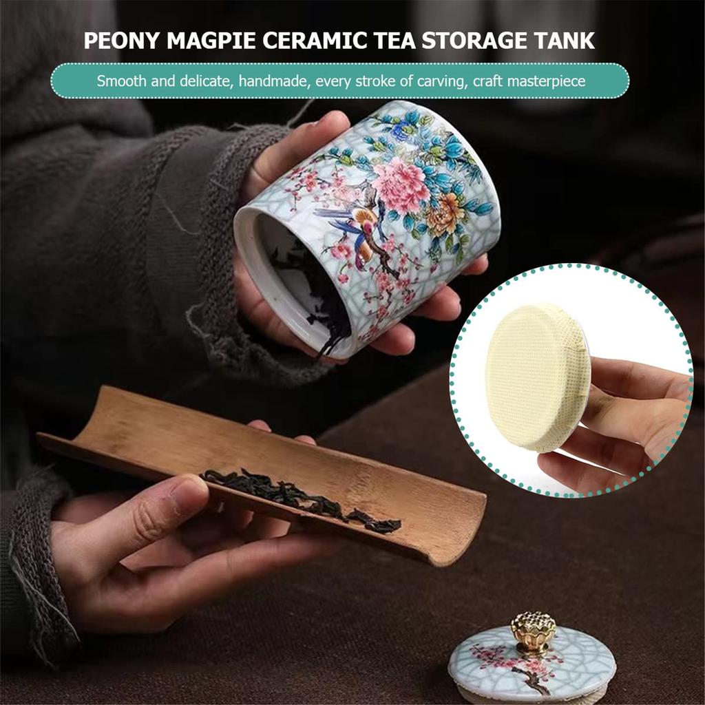 Ceramic Storage Jar Multifunctional Tea Salt Candy Canister Storage Container with Airtight Lid for Cooking