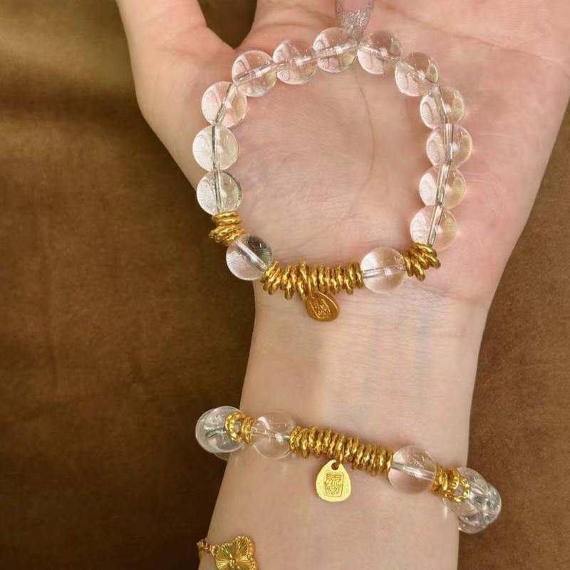Natural White Quartz Crystal Beaded Bracelet 10mm Geometric Style Unisex Fashion Jewelry Women Beads approx. 10mm