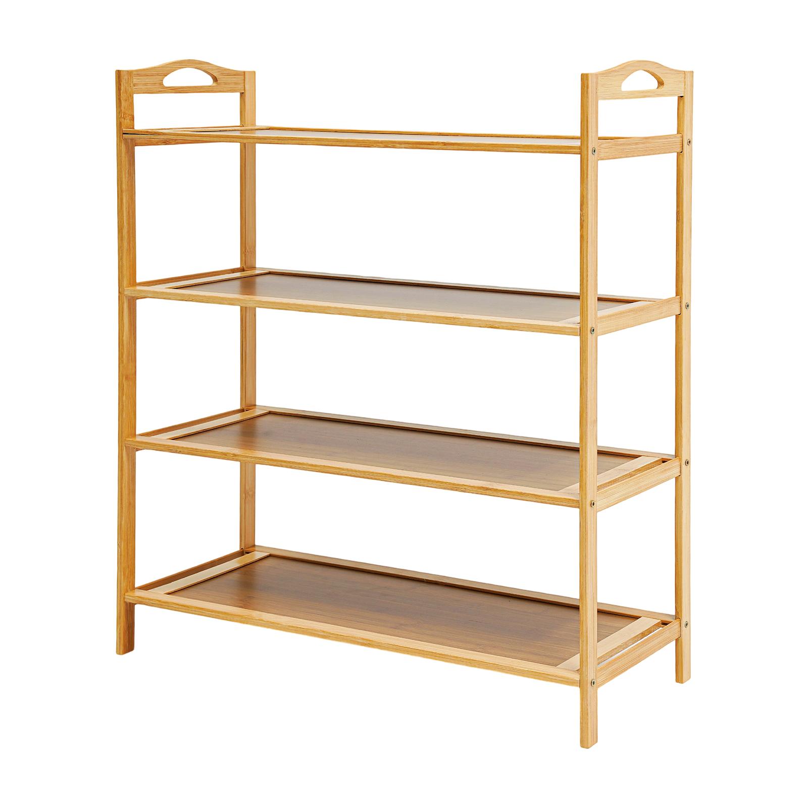 

4-Layer Natural Bamboo Shoe Rack, Multi-Functional Open Shoe Storage Rack, for Entryway, Hallway,Closet Shoe Organization