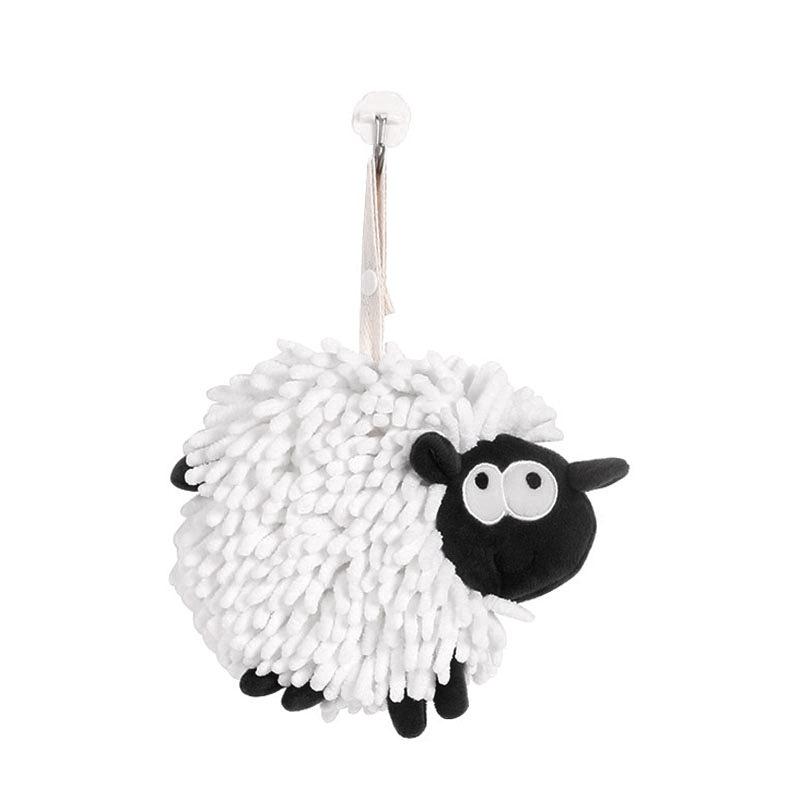 Uroczy Ręcznik Chenilowy z Kreskówkowym Barankiem - Super Chłonny i Szybkoschnący Wiszący Ręcznik Kula do Kuchni i Łazienki