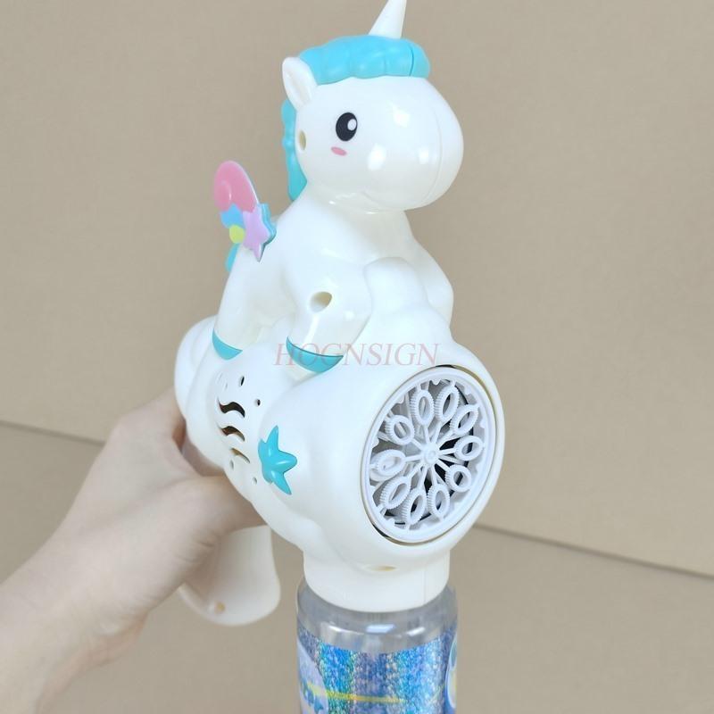 Unicorn Blowing Bubble Machine Baby And Children'S Handheld Non Toxic Electric Net Red  New Gatling Gun Toy