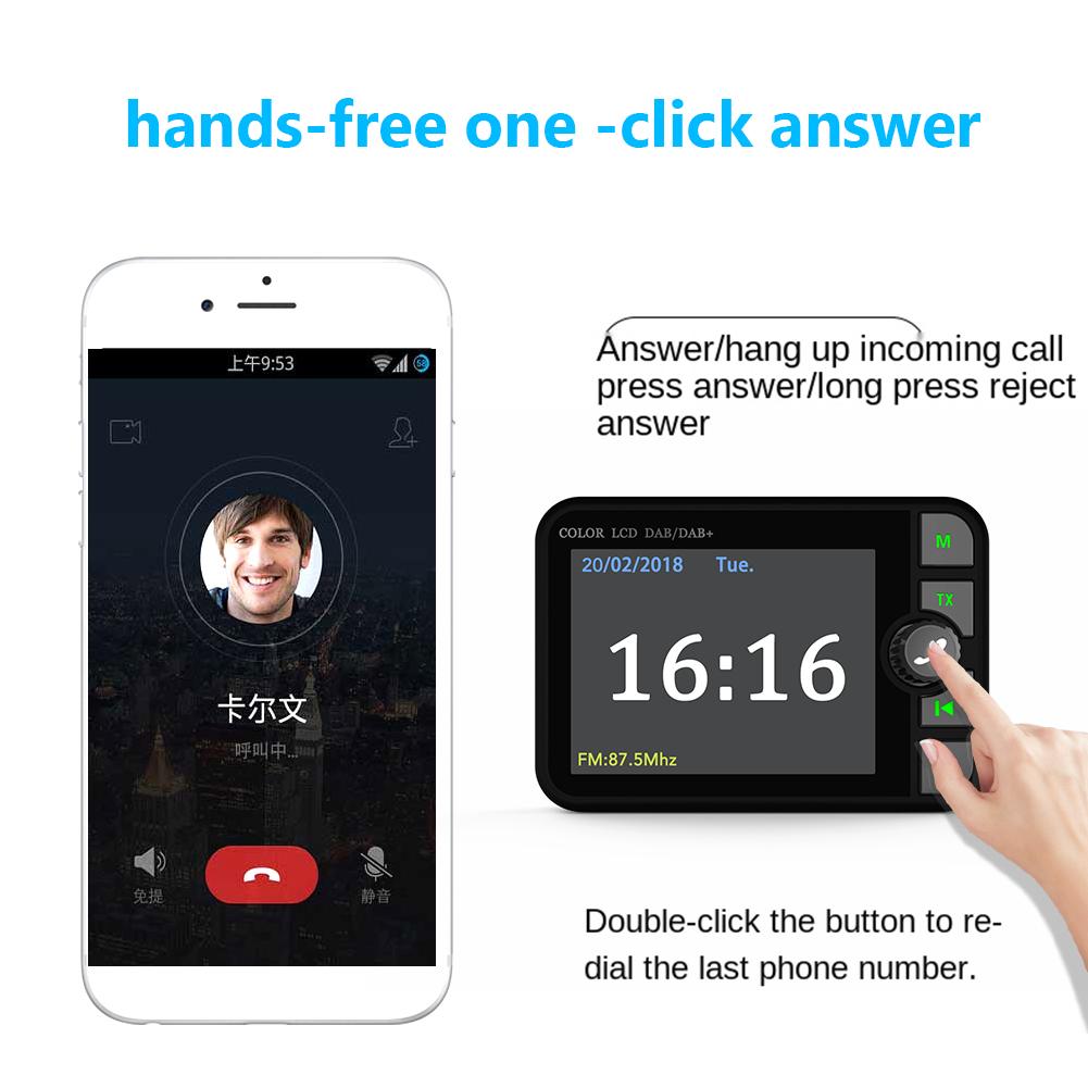 DAB Receiver Digital Radio 2.4 inch LCD Color Screen Stereo Digital Signal Broadcast Adapter Bluetooth 5.0 For Europe/Australia