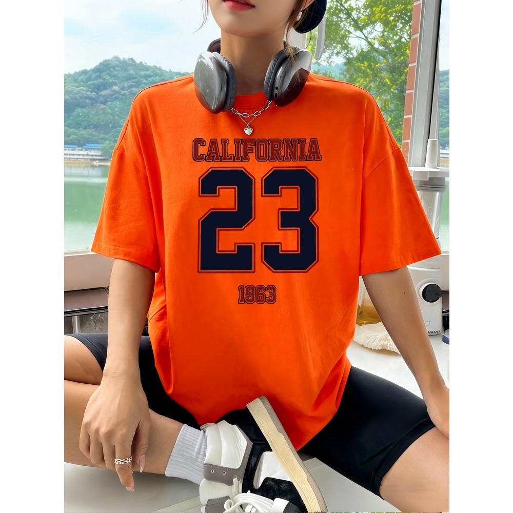 California Number 1963 Prints Womens T-Shirt Casual Summer T Shirts Cotton Tops Loose Breathable Woman Streetwear