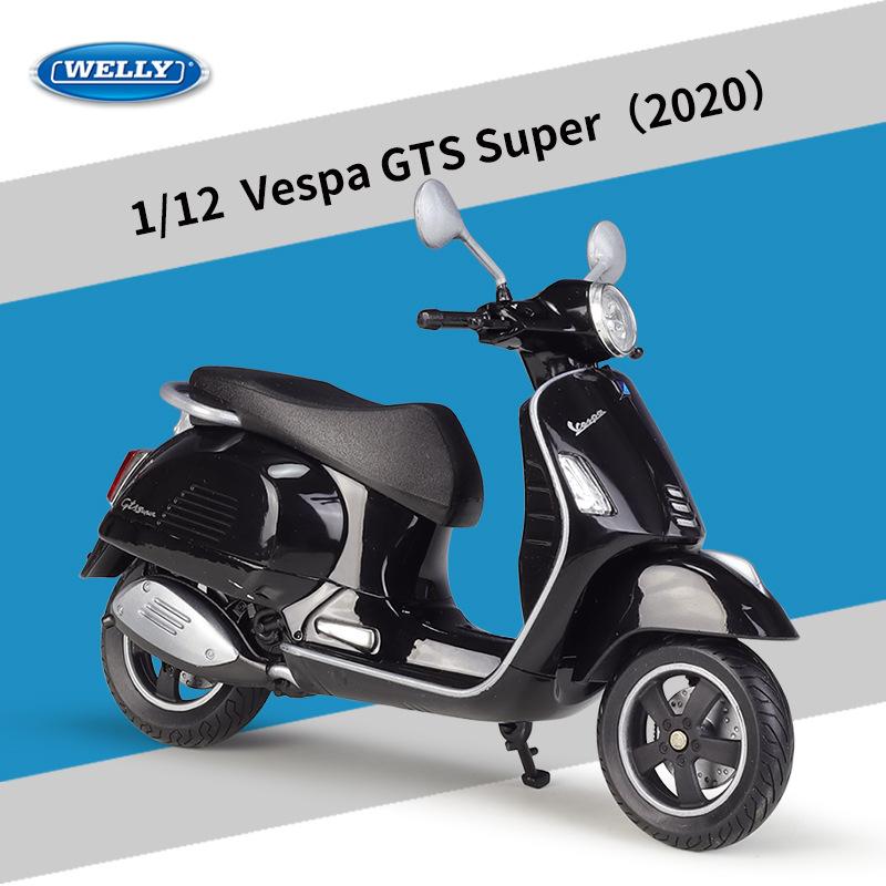 Welly 1/12 Vespa GTS Super 2020 Alloy Classic Leisure Motorcycle Model Simulation Metal Street Motorcycles Model Childrens Gifts