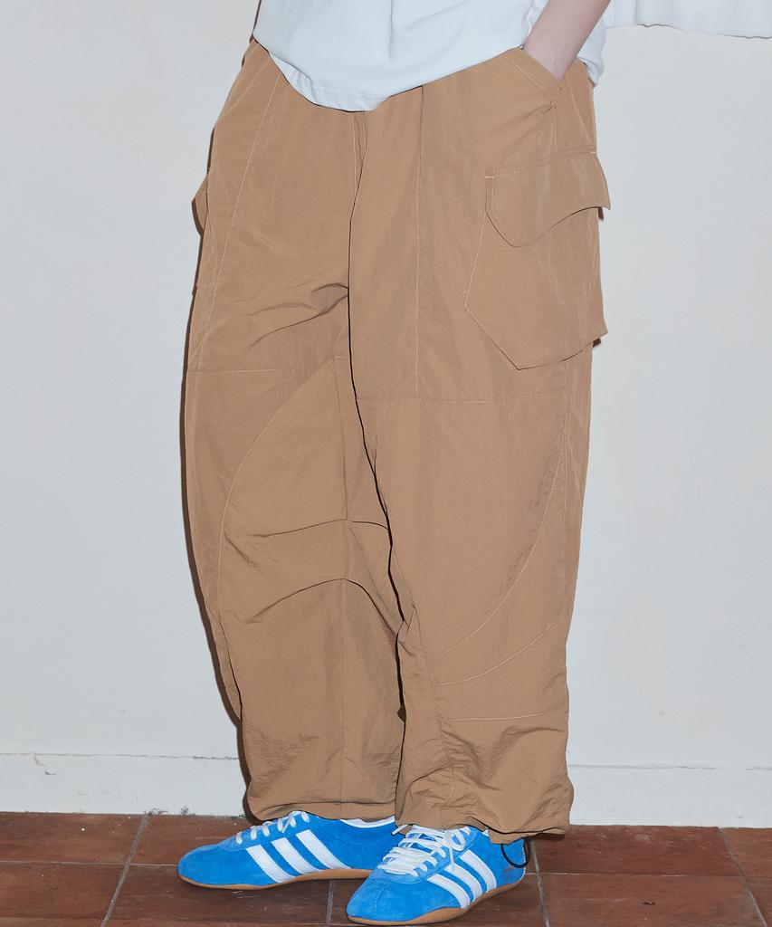 CPGN STUDIO Assassin Wide Nylon Cargo Pants Beige