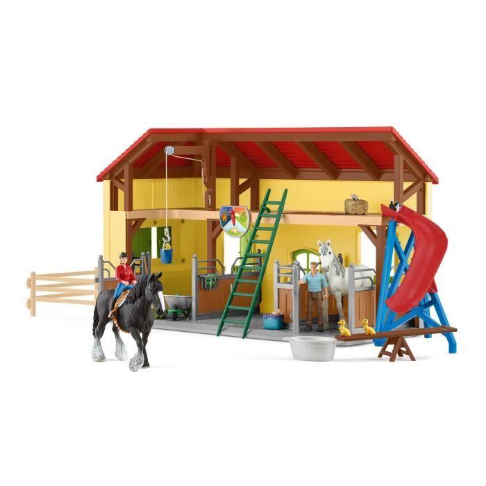 Écurie SCHLEICH - Farm World - 7 animaux, 2 box pour chevaux et accessoires