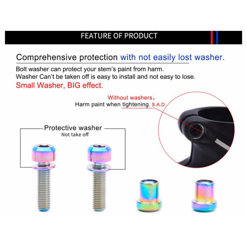 4pcs Carbon Fiber Stem Bolts Titanium Alloy Mountain Road Bike Stem Screw Nut Kits Bicycle