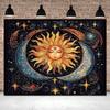 VIKAMA Vintage Sun Moon And Stars Tarot Tapestry BohemianStyle Decorative Piece For The Living Room Bedroom Or Above The Bed