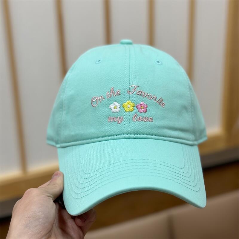 Spring And Summer Cartoon Flower Embroidery Cap Sunscreen Sunshade Soft Top Cute Face Small Baseball Cap Female