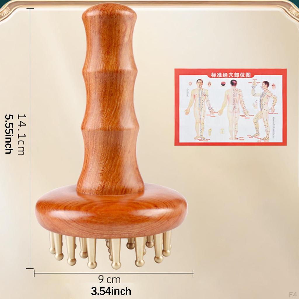 Wooden Massage Body Brush Handheld 29 Brass Tooth Home Travel Deep Tissue Family Office Adults