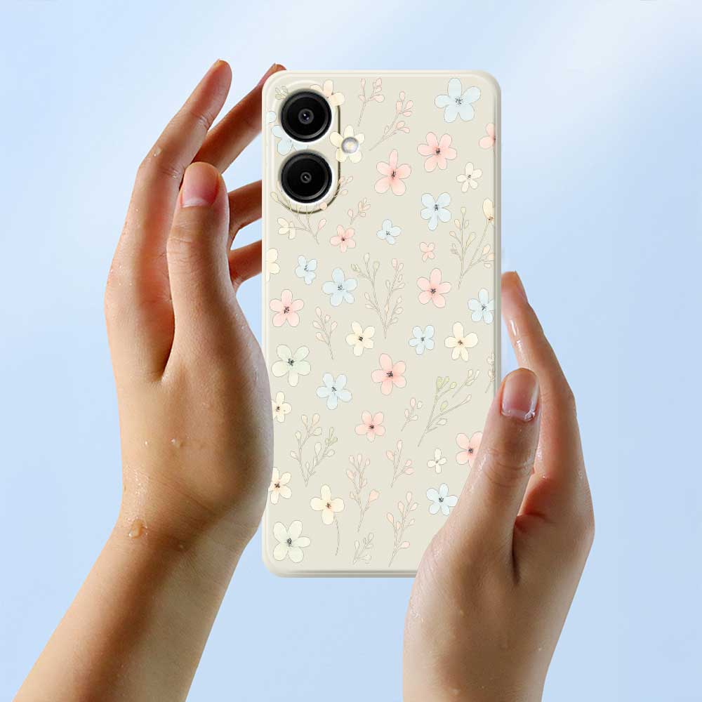 For Samsung Galaxy A07 4G Case Small Flower Branches Pattern Printing Straight Edge TPU Phone Back Cover