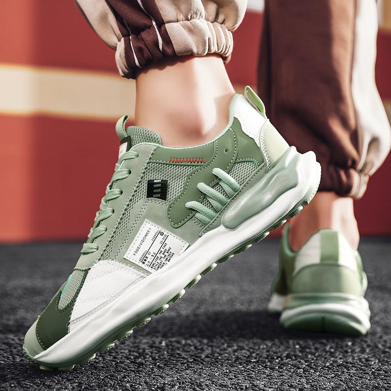 Men's shoes 2025 spring new mesh thick-soled heightened wear-resistant running dad non-slip men's breathable sports trendy shoes