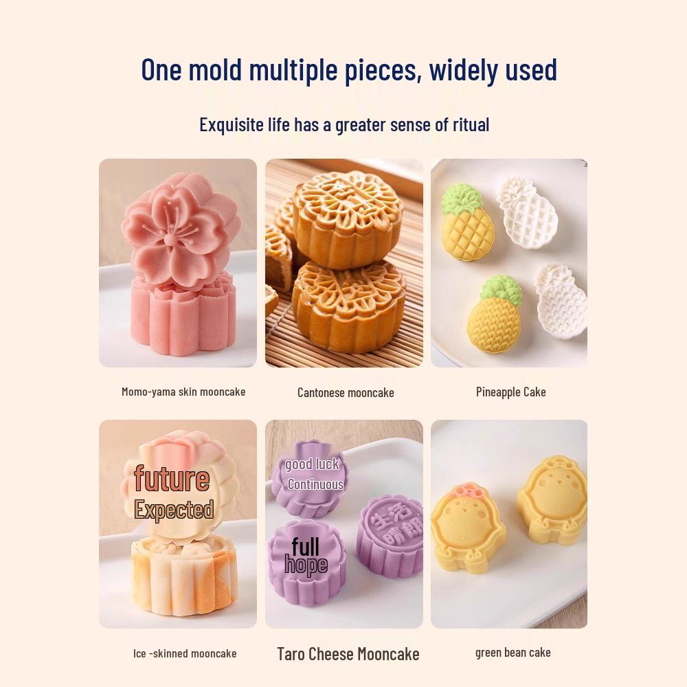 Set di Stampini per Torta Lunare di Metà Autunno: Strumento Manuale per Pressare Pasticcini alla Pelle di Ghiaccio e Fagioli Mung