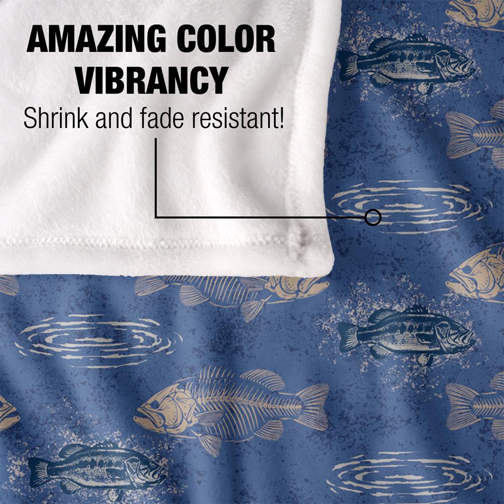 JQ Licensing Silky Patterned Fishing Supersoft Blanket