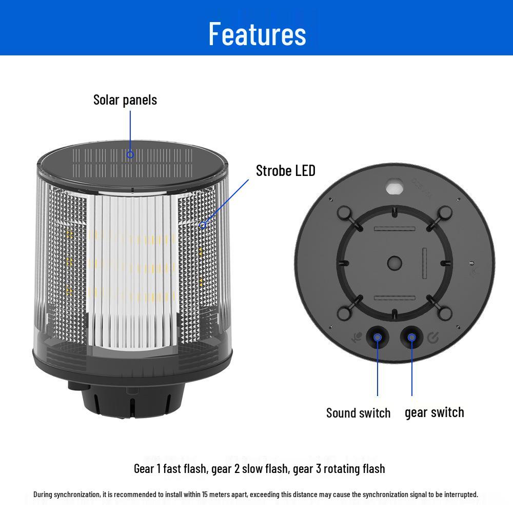 Solar Traffic Signal: Red/Blue Flashing Light with Alarm Sound