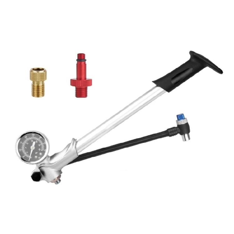 Aluminum Bike Suspension Pumps 400psi Accuracy Gauges Front Fork Inflator Rotating Hose For Valves