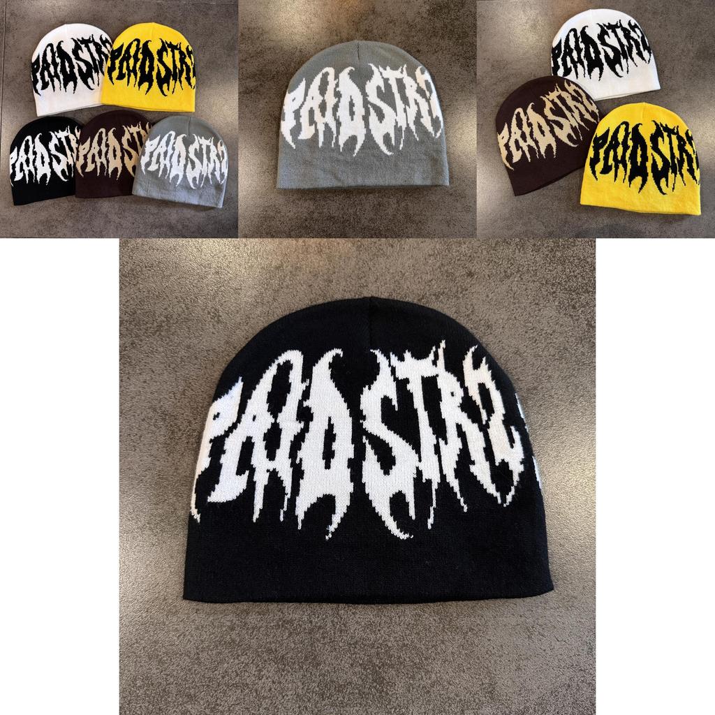 Athleisure Letter Beanie Hat For Men And Women Winter Warm Knit Cap With High Top Style