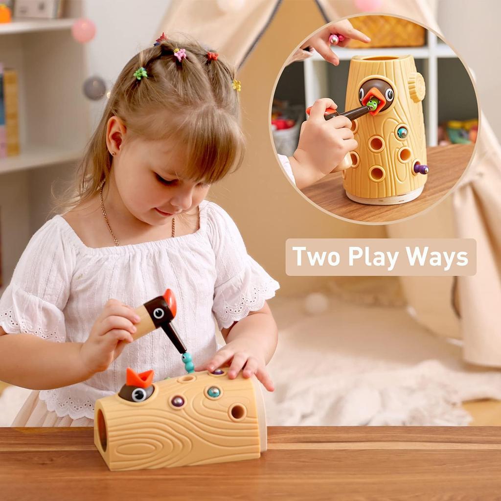 Children's Magnetic Toy Learning Game for Toddlers from 2 Years, Worm Catching Game,  Educational Toy, Gift for Girls & Boys Aged 2-4 Years