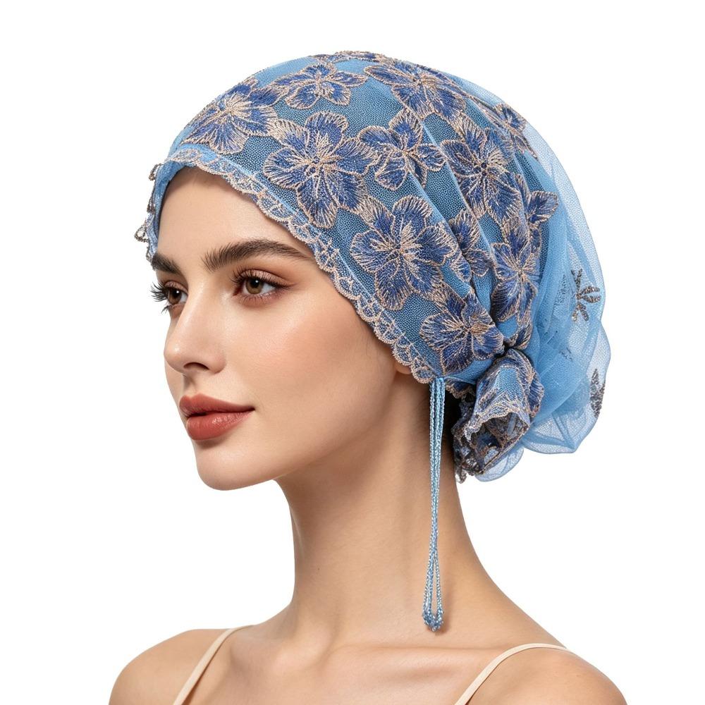 Lace Texture Embroidered Hair Cap Floral Pattern Fashion Headpiece Daily Hair Covering Daily Wear