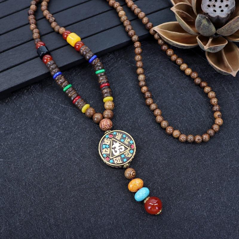Nepalese style retro long necklace men's and women's simple Tibetan pendant literary and versatile sweater chain accessories