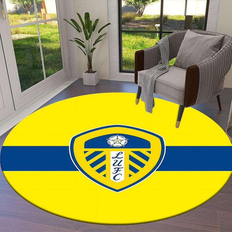 Leeds United Round Area Rug,Carpet Rug for Living Room Bedroom Sofa Playroom Decor,Non-slip Floor Mat