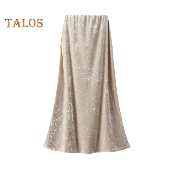 Dámská sukně s rybím ocasem elastická sukně s vysokým pasem do poloviny lýtek, jednobarevná, sametová sukně s velkým lemem na denní nošení