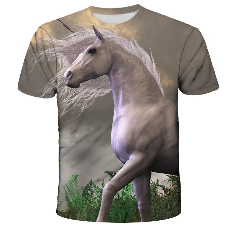 4-13y Girls Boys Dabbing Unicorn T-shirt Summer Kids Colorful Animal Horse 3d Print Clothes T Shirt Kids Baby Cool