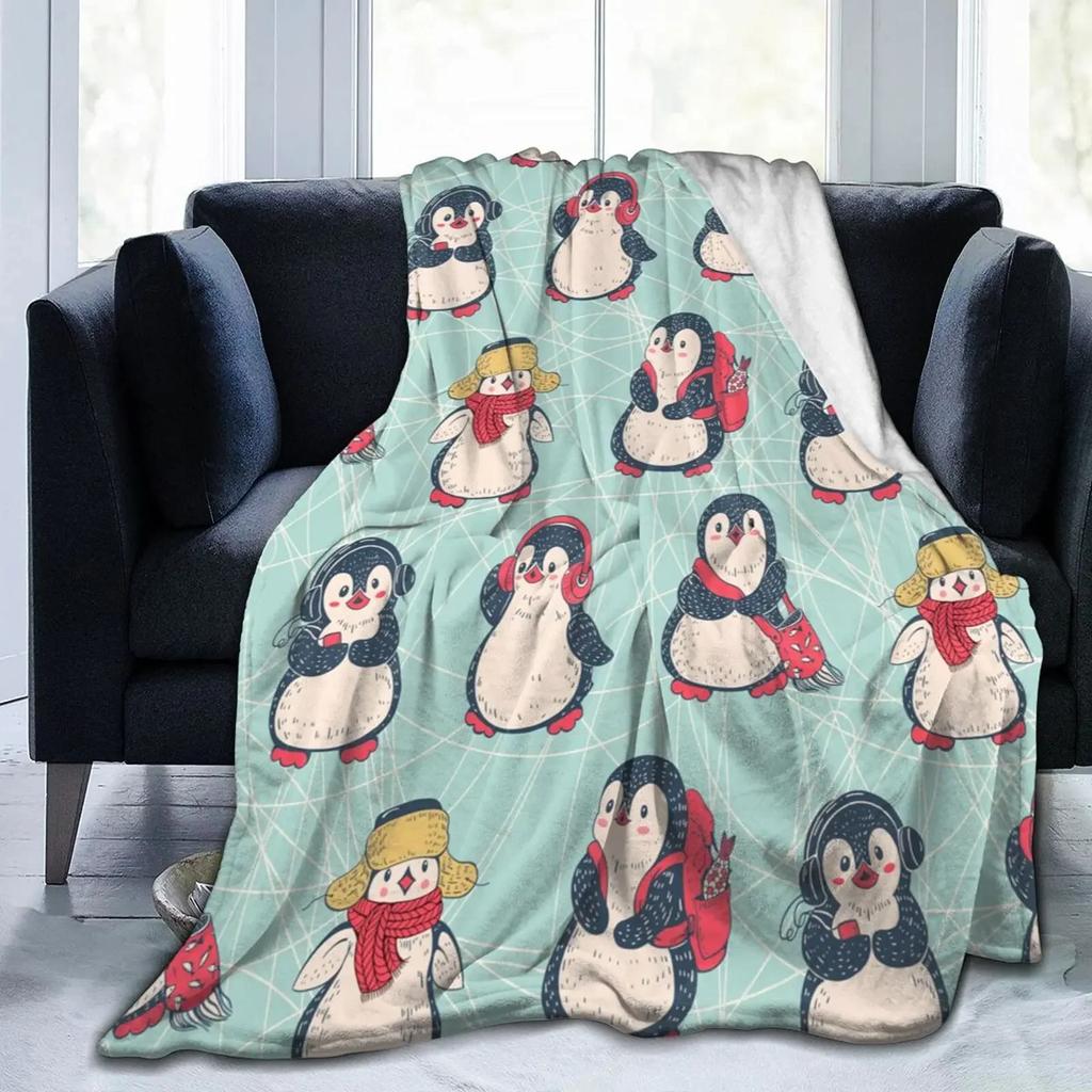 Penguin Flannel Throw Blankets Soft Lightweight Cozy Warm Gifts for Kids Boys Womens Girls Adults All Seasons Couch Bed Chair