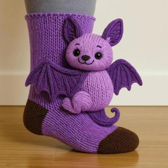 3D Animal Knitted Socks Warm Cute Crew Socks Hand Crocheted Animal Doll Floor Socks Holiday Birthday Gift for Women Girls