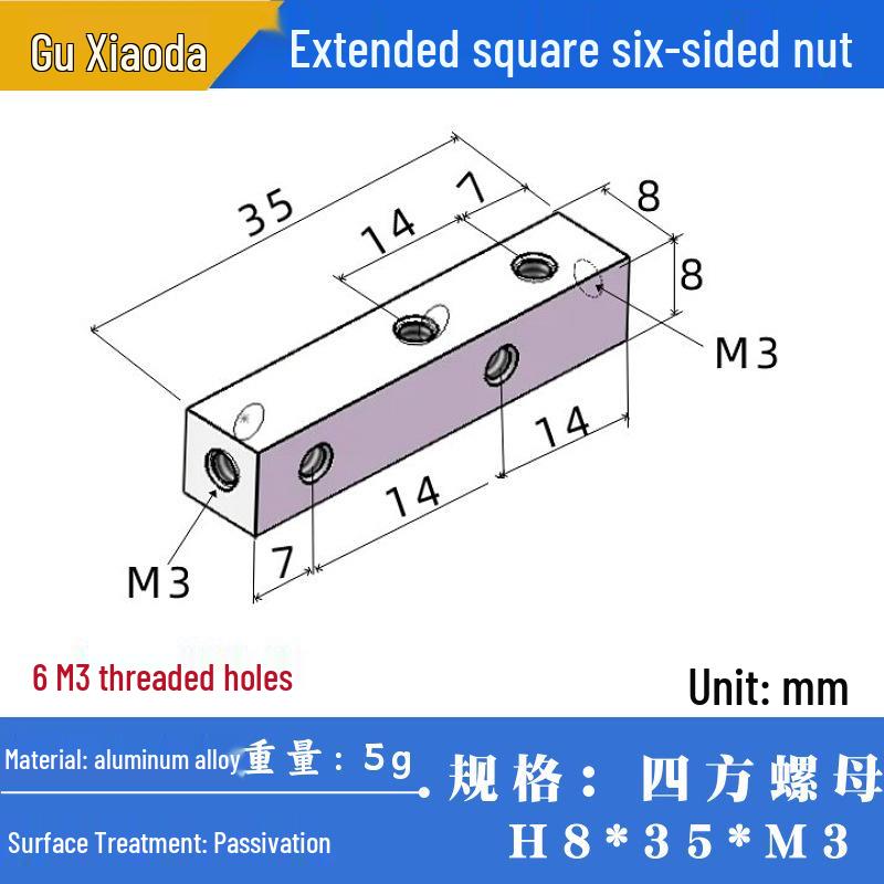 

Acrylic & Aluminum Cube Nut Cap M3/M4 Connector for Robot Frame