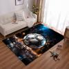 Soccer Ball Design Carpet with Dynamic Splash Effect and Blue Tone Suitable for Use As an Anti-slip for Living Room Bedroom Sofas