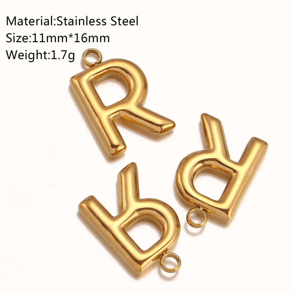 3Pcs Initial Charms 3D Stainless Steel English Letter Pendant 18K Gold Color PVD Plated Bubble Alphabet Charm DIY Jewelry Making