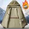 Men Outdoor Jacket Fleece Lined Thick Warm Winter Jacket Hiking Camping Windbreaker Plus Size Outwear Hooded Coat