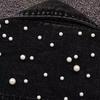 Winter Women Jacket Bead Decor Plus Size Long Sleeves Turn-down Collar Chest Pockets Button Closure Coat Short Type Casual Streetwear Denim Coats