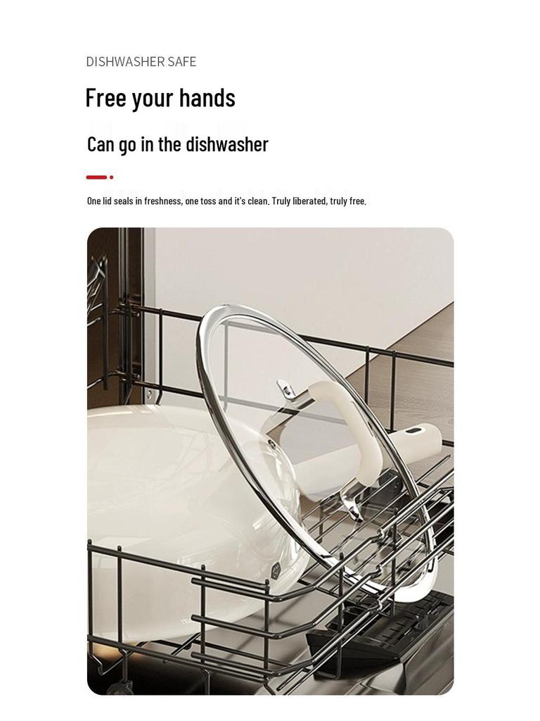 Universeller Deckel aus gehärtetem Glas mit Silikongriff, Verbrühschutz, Passend für Töpfe und Woks von 24-26 cm, Allzweck-Kochgeschirr-Zubehör