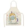 1Pcs Kitchen Apron Cartoon Unicorn Music Printed Cotton Linen Aprons for Women Men Cooking Accessories Delantal Cocina Mujer