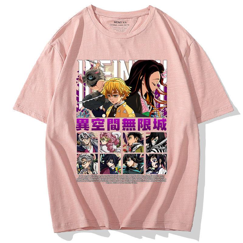 Summer 2026 Ghost Slayer Infinite City Group Street Trend 100 Cotton Printed Loose Tshirt for Unisex and Women Parent Tops S