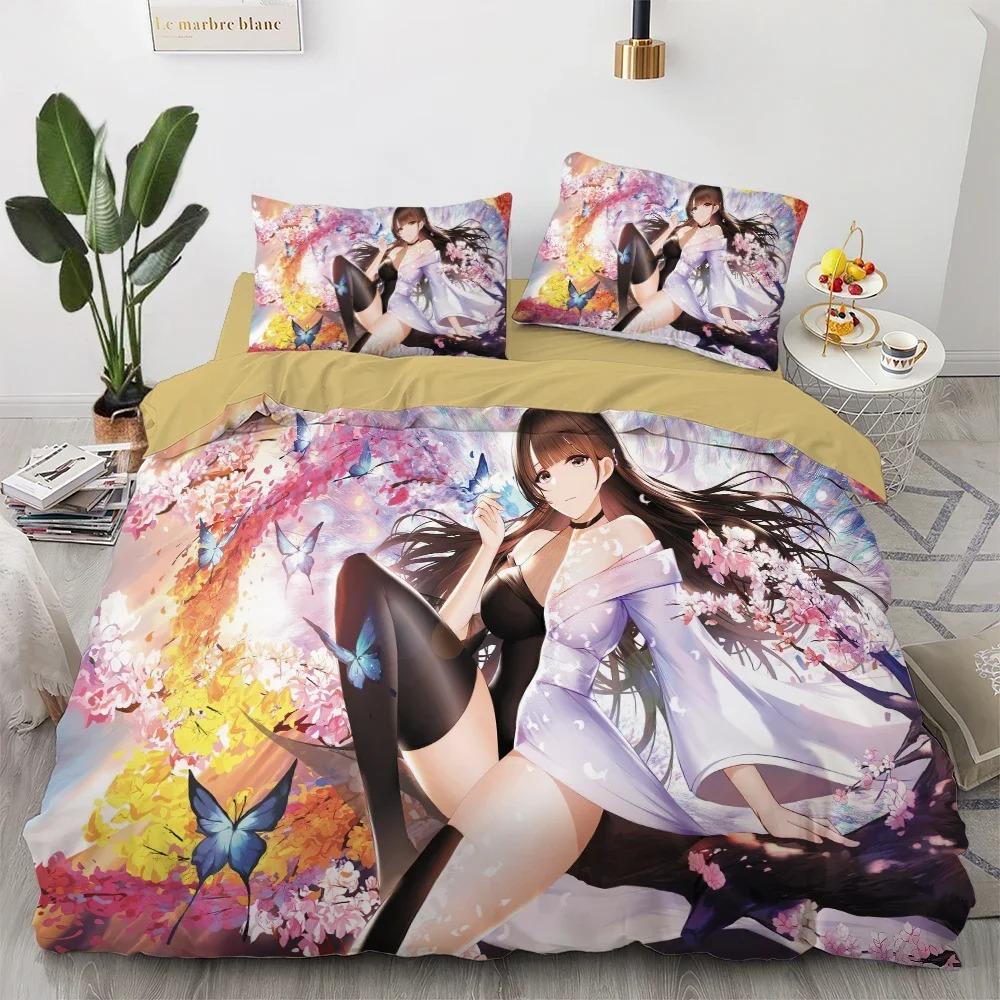 Anime Kawaii Bedding Set Japan Anime Loli Duvet Cover Set Kids Bedroom Cartoon 3D Printed Quilt Cover Bedroom Gift