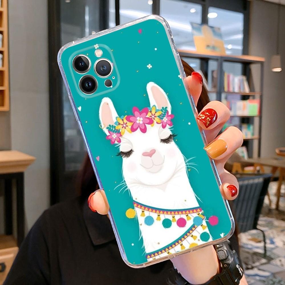 Cartoon Lama Phone Case For iPhone 15 14 11 12 13 Mini Pro XS Max Cover 6 7 8 Plus X XR SE 2020 Funda Shell