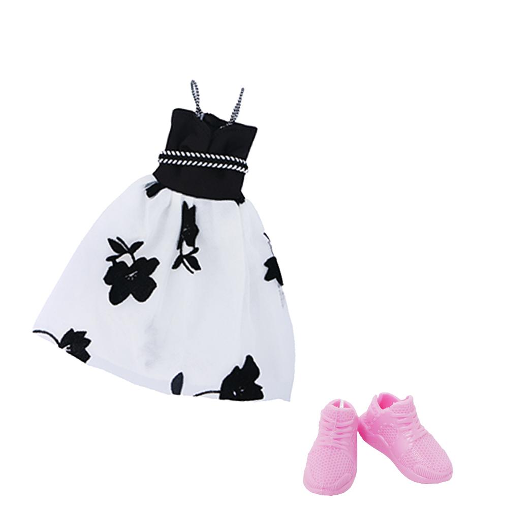2 Pcs/Set Fashion Doll Clothes Daily Wear Tops Pants Mini Dress Gown with High Heels Shoes Sport Boots
