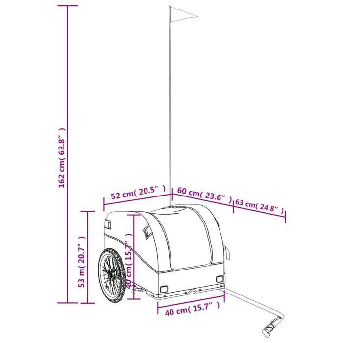 VidaXL Bicycle Trailer Black and Orange 30 Kg Iron 94117