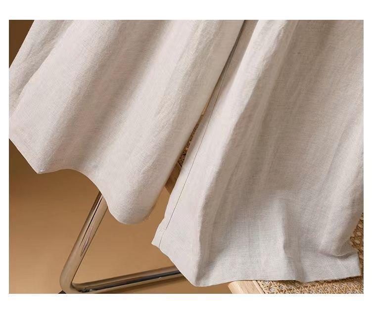 Women's High Waist Cotton-Linen Drape Wide-Leg Skirt Pants - Elastic, Thin, Versatile, 2025 Style