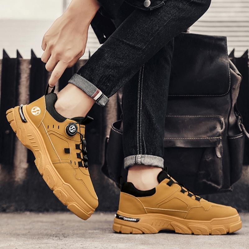 Fashion Sneakers Man Spring Trend Hot Sale Comfort Soft Soled Casual Shoes for Fashion Rotating Button Male Work Boots Zapatillas Hombre