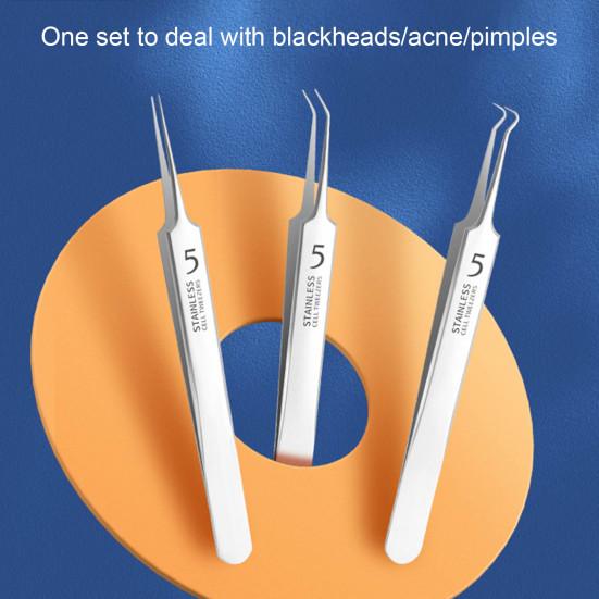 Acne Blackhead Tweezers Acne Needle Stainless Steel Blemish Extractor Acne Removal Kit for Clear Skin
