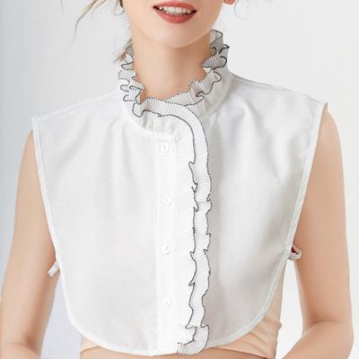 Perfect Match Women Sweet Ruffles Stand False Fake Collar Female White Button Down Half-Shirt Lace False Collar Girls Detachable Collar
